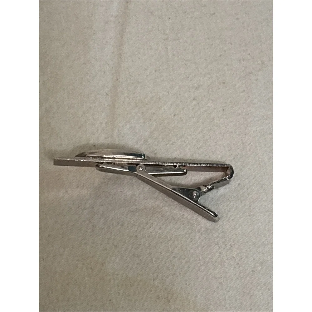 Superman Logo Emblem Shield Tie Bar Clip Silver Tone Stainless Steel Mens